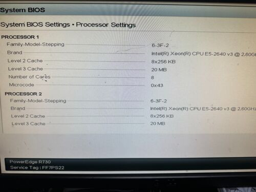 Dell Poweredge R730 Server  2X E5-2640 V3 2.6Ghz = 16 Cores-No Ram-No Drives