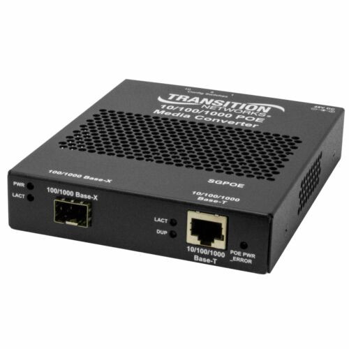 Transition Gigabit Ethernet Converter Rj-45 To Sfp Slot Poe Sgpoe1040-100 New