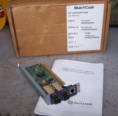 New Packeteer Lem-1000M-Hh-Sx Fiber Optic Half-Height Lan Expansion Module