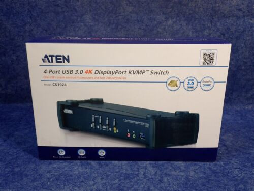 New Aten Cs1924 4 Port Usb 3.0 4K Displayport Hdmi Kvm Switch (G92)