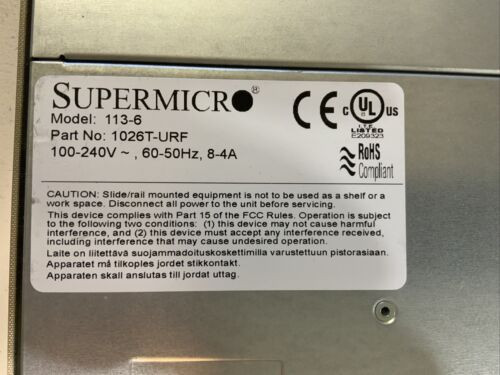 Supermicro Superserver Sys-1026T-Urf 1U Superserver 48Gb 2-X5680 3.3Ghz Sas