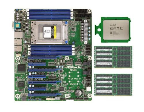 Asrock Rack Epycd8 Motherboard + Amd Epyc 7642 48C/96T Cpu +128G(816) 2133P Ram