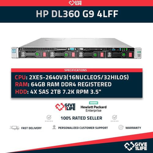 Hp Dl360 G9 4Lff 2X E5-2640V3 +64Gb Memory +P440Ar +2Psu Rack Server - Hstns-2146-