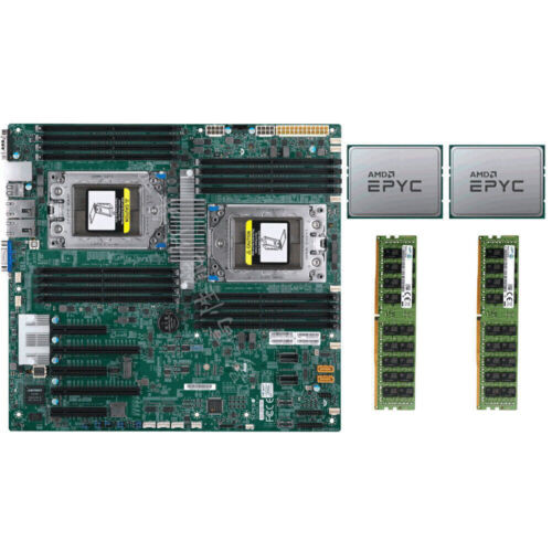 1X Supermicro H11Dsi Motherboard +2X Amd Epyc 7371 Cpu, 32 Cores + 2X 16Gb Memory-