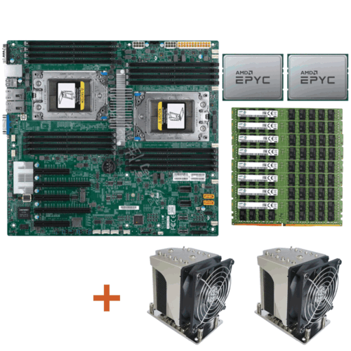 Supermicro H11Dsi + 2X Amd Epyc 7601 Cpu +8X 32Gb 2666Mhz Ram + 2X Cpu Cooler