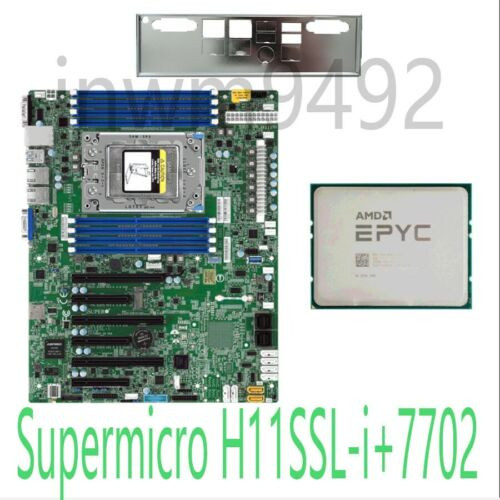 Amd Epyc Supermicro H11Ssl-I + 7702 64Cores 128Threads 2.0 Ghz Motherboard+ Cpu