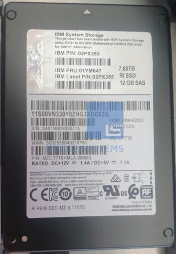 01Ym647  Ibm 7.68Tb 12 Gb Sas 2.5Inch Flash Drive