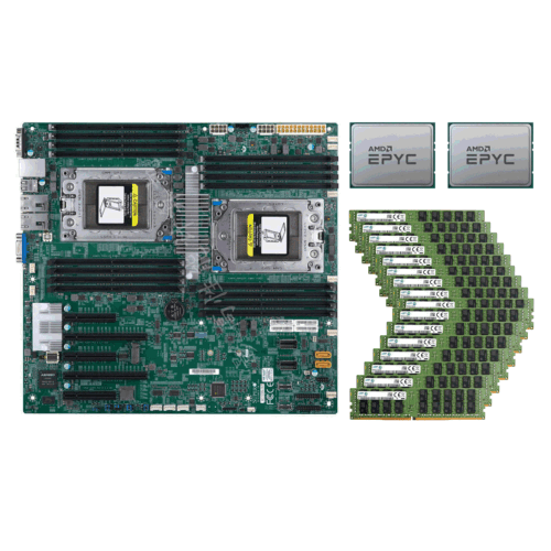 Supermicro H11Dsi Motherboard + 2X Amd Epyc 7302 Cpu + 512Gb Memory, Not H11Dsi-Nt-