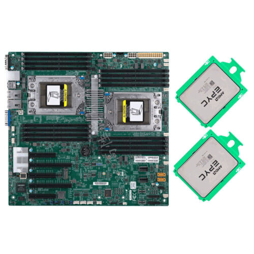 H11Dsi-Nt Supermicro Motherboard + 2X Amd Epyc 7532 32 Cores Cpu, Up To 3.3Ghz