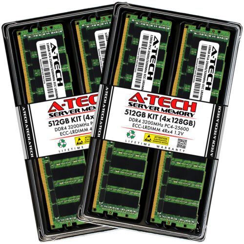 A-Tech 512Gb 4X 128Gb Pc4-25600 Ddr4 Ecc Load Reduced Lrdimm Server Memory Ram