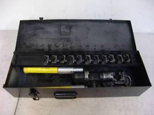 KEARNY HYDRAULIC CABLE WIRE CRIMPER WITH MANY DIES.   WORKS WELL