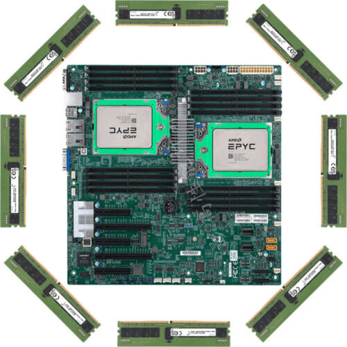 1X Supermicro H11Dsi-Nt Motherboard + 2X Amd Epyc 7532 Cpu + 8X 32Gb 3200Mhz Memory-