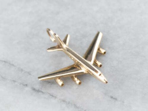 Vintage 14K Gold Plane Pendant