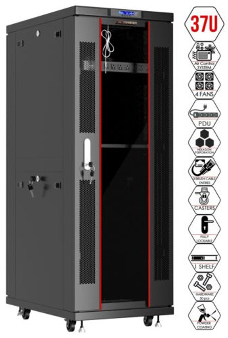 37U Server Rack It Cabinet Data Network Rack Enclosure - 24-Inch Deep Rack Stand