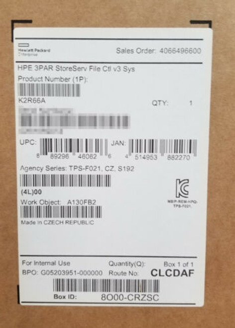 New Hp Hpe 3Par Storeserve File Controller V3 System K2R66A