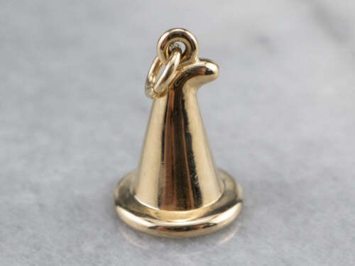 Vintage Gold Witch Hat Charm
