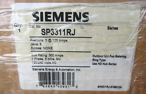 New .. Siemens 3 Position Meter Socket 300A, 120/240V Cat# SP3311RJ ... ENCL-1010