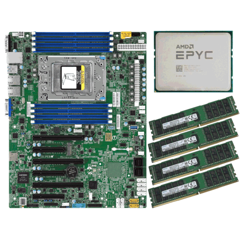 7401P Cpu Amd Epyc 24 Cores + Supermicro H11Ssl-I Motherboard +4X 32Gb 2133P Ram