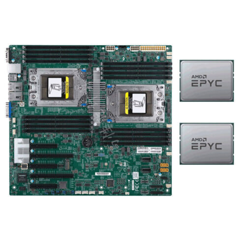 Supermicro H11Dsi Motherboard +2X Amd Epyc 7601 32 Cores Cpu Up To 3.2Ghz Sp3