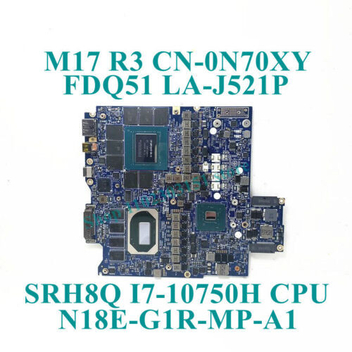 Cn-0N70Xy 0N70Xy La-J521P For Dell M17 R3 I7-10750H Laptop Motherboard Tested Ok