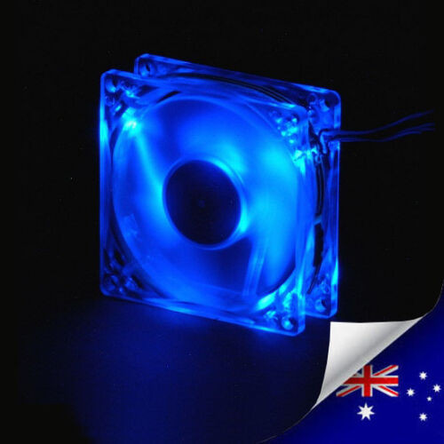 1 X Blue Colour 4 Leds 80Mm Silent Case Fan With 4 Pin Molex Connector (A001)