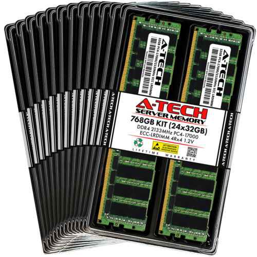 A-Tech 768Gb 24X 32Gb 4Rx4 Pc4-17000L Ddr4 2133 Mhz Ecc Lrdimm Server Memory Ram