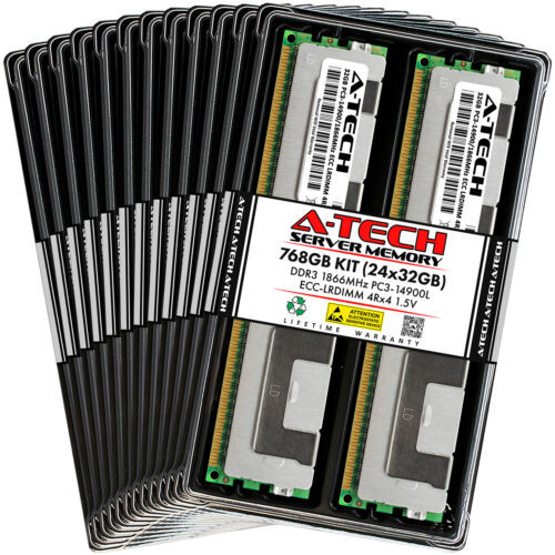 768GB 24x 32GB PC3-14900L LRDIMM Supermicro X9DRG-O-PCIE Memory RAM