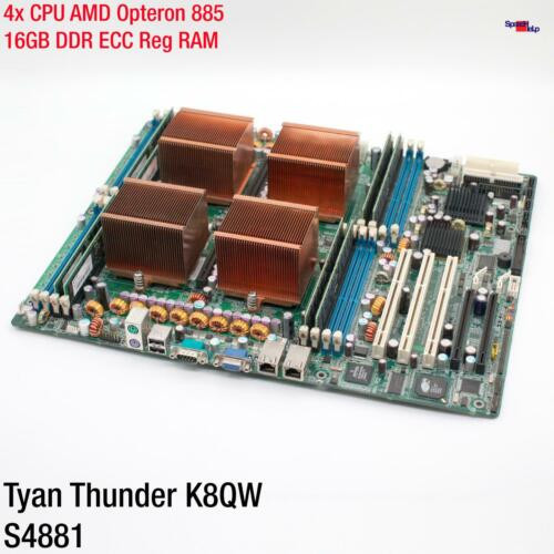 Tyan Thunder K8Qw S4881 Mainboard Motherboard Server 4X Amd Opteron 885 16Gb Memory-