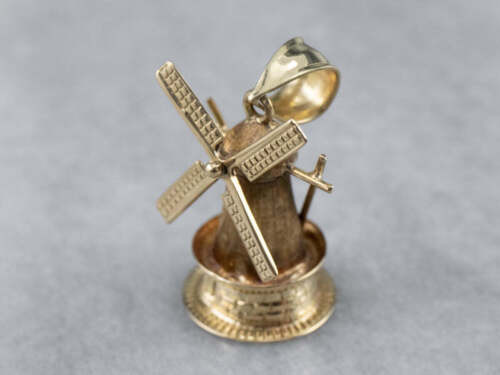 Moving 14K Gold Windmill Pendant