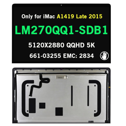 27" Apple Imac A1419 Ips Retina 5K Display Led Assembly Lm270Qq1-Sd B1 Late 2015