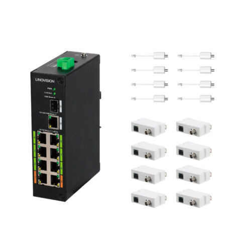 Dahua 8 Port Hybird Industrial Epoe Switch Kit With 8 Poe Over Coax Transmitter