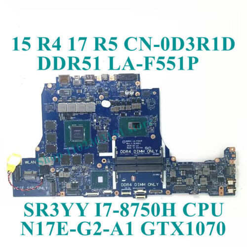 Cn-0D3R1D 0D3R1D La-F551P For Dell 15 R4 17 R5 I7-8750H Laptop Motherboard Test