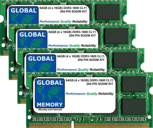 64Gb (4X16Gb) Ddr3 1600Mhz Pc3-12800 204-Pin Sodimm Memory Ram Kit For Laptops