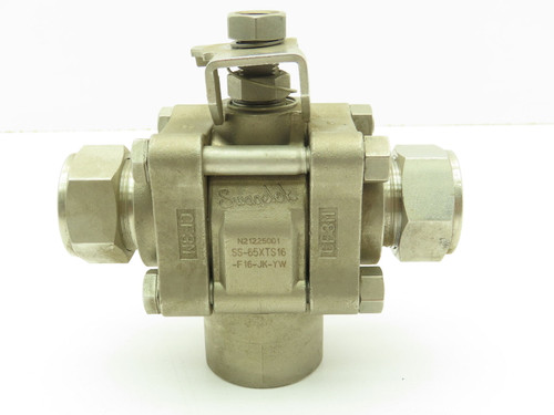 Swagelok SS-65XTS16-F16-JK-YW Stainless 3 Way Ball Valve 1"Tube x 1"Tube x1"FNPT