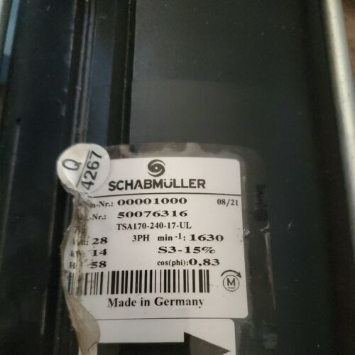 Schmabmuller 28 Volt 14 Kw 58Hz 50076316. 3 Phase Electric Motor