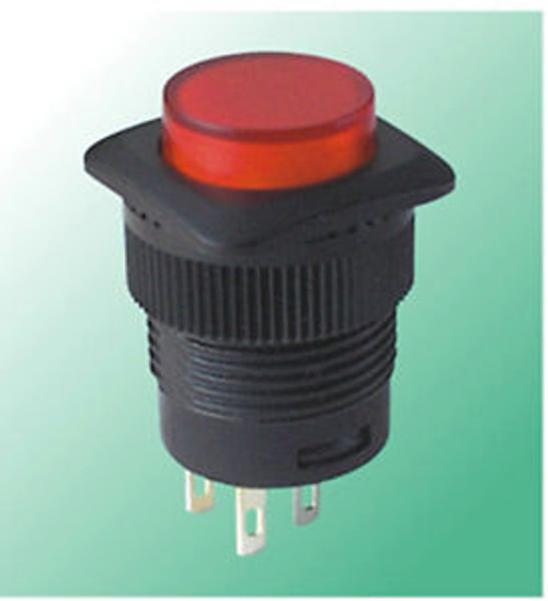 110,RED 3V Led Momentary OFF-(ON) Screw Push Switch,R13