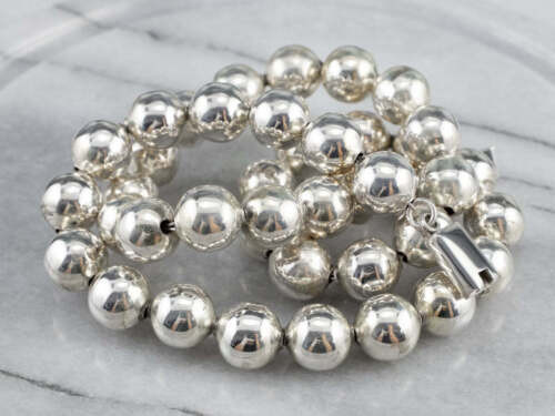 Sterling Silver Chunky Beaded Necklace