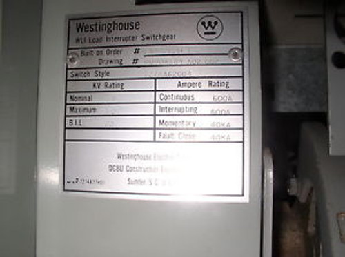 Westinghouse Load Interupter Switchgear 600A