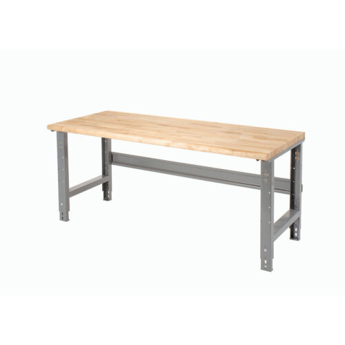 Adjustable Height Workbench C-Channel Leg 60"W X 30"D 1-3/4" Maple Top Safety
