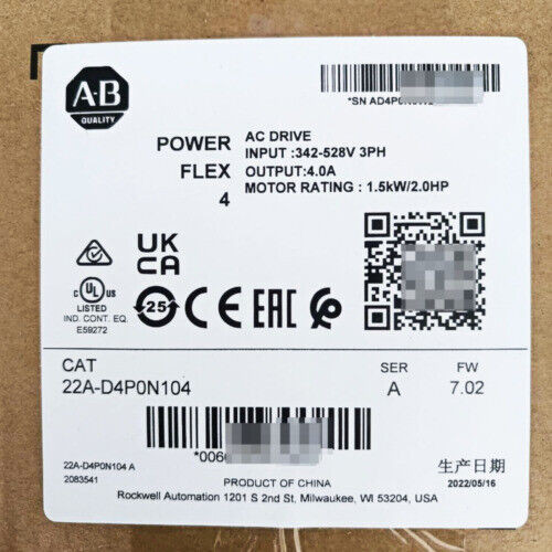 2022 Newest Sealed 22A-D4P0N104 Ser A Powerflex 4 Catalog Ac Drive For Vip 0