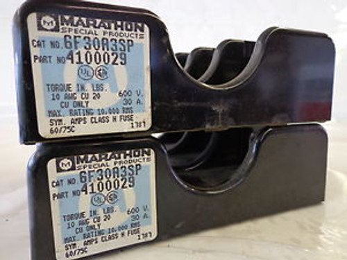 MARATHON 6F30A3SP FUSE BLOCK  4100029     Pack of 2  WITH 6 FUSETRON FUSES   NOS