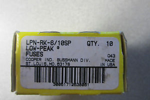 10 NEW BUSSMANN LPN-RK-6/10SP FUSES LPNRK610SP