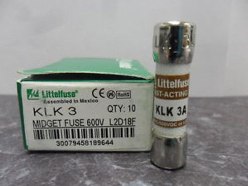 New Lot Littelfuse KLK 3 Amp Fuses Bussmann KTK 3 600 Volts New