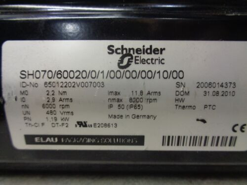 Schneider Electric Sh100/60020/0/1/00/00/00/10/00 Servo Motor