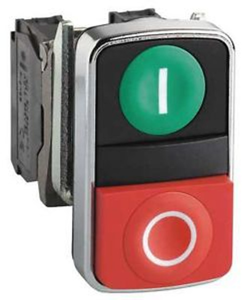 SCHNEIDER ELECTRIC XB4BL73415 Pushbutton Operator, I and 0,Green,Red