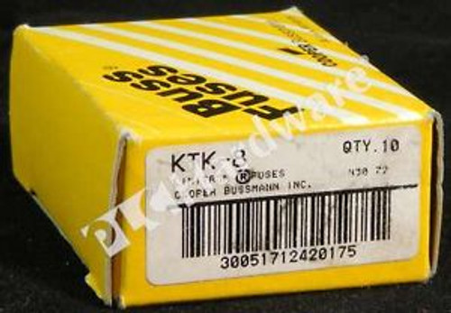 New 10 in Box Cooper Bussmann KTK-8 LIMITRON Fast-acting Fuse 8A 600V Qty