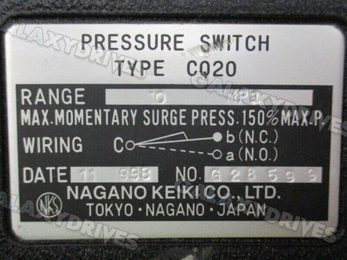 Nagano Keiki Cq20 250Vac 15A 10Mpa