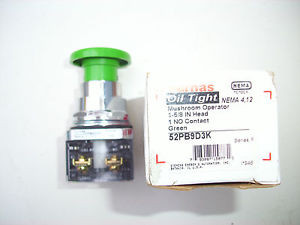 Furnas Push-Pull, operator, # 52PB9D3K & 52PA3D2U, Qty (3) New.Green.