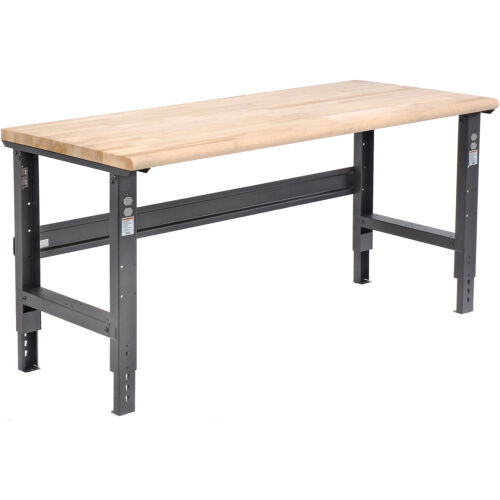 Adjustable Height Workbench C-Channel Leg 72"W X 30"D 1-3/4" Maple Top Safety