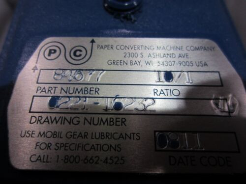 New Pcmc 84677 Right Angle Gearbox Reducer, 10:1, Model: 0221-16232